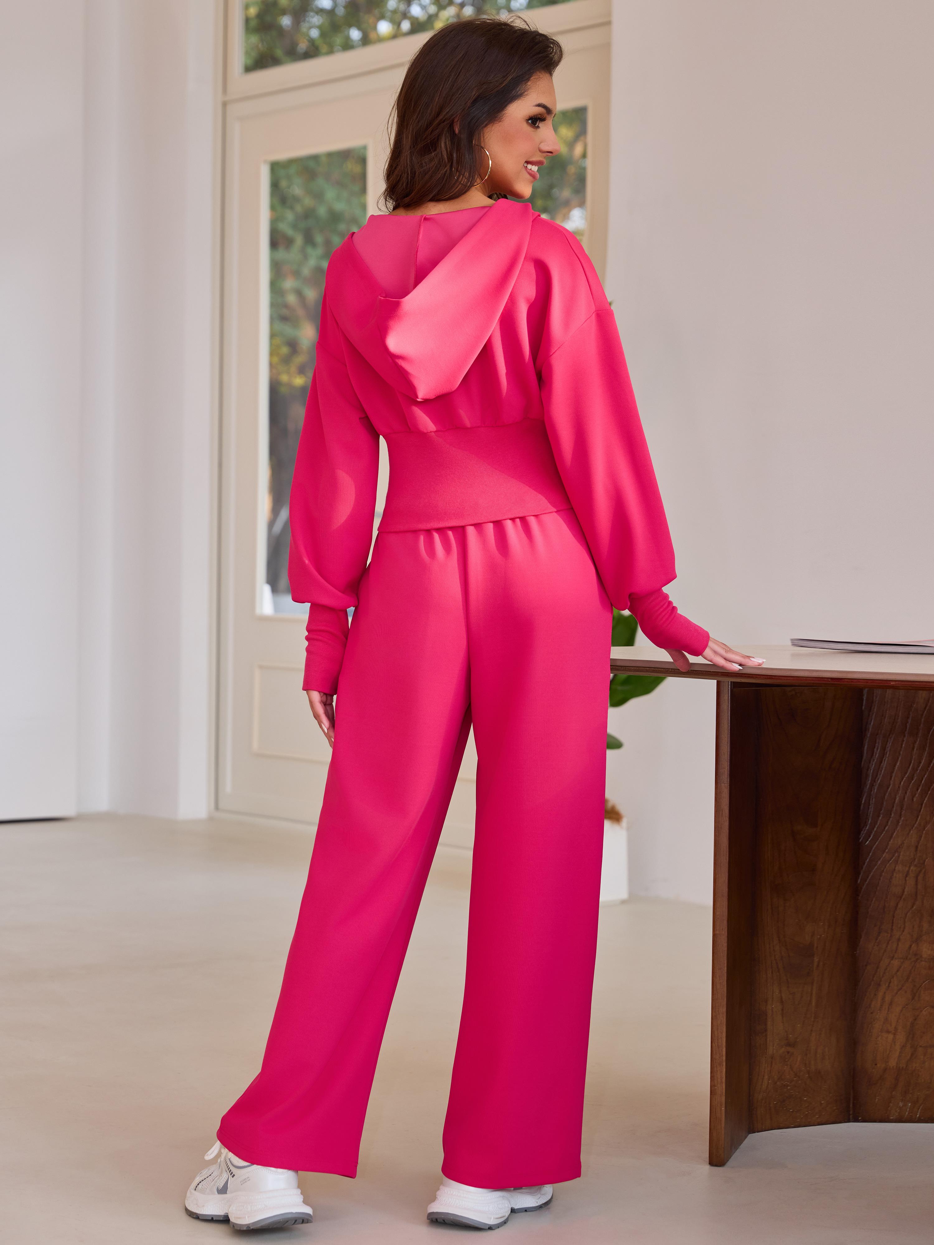 Joyfunear Women's spring and summer casual hooded top and pants two-piece set