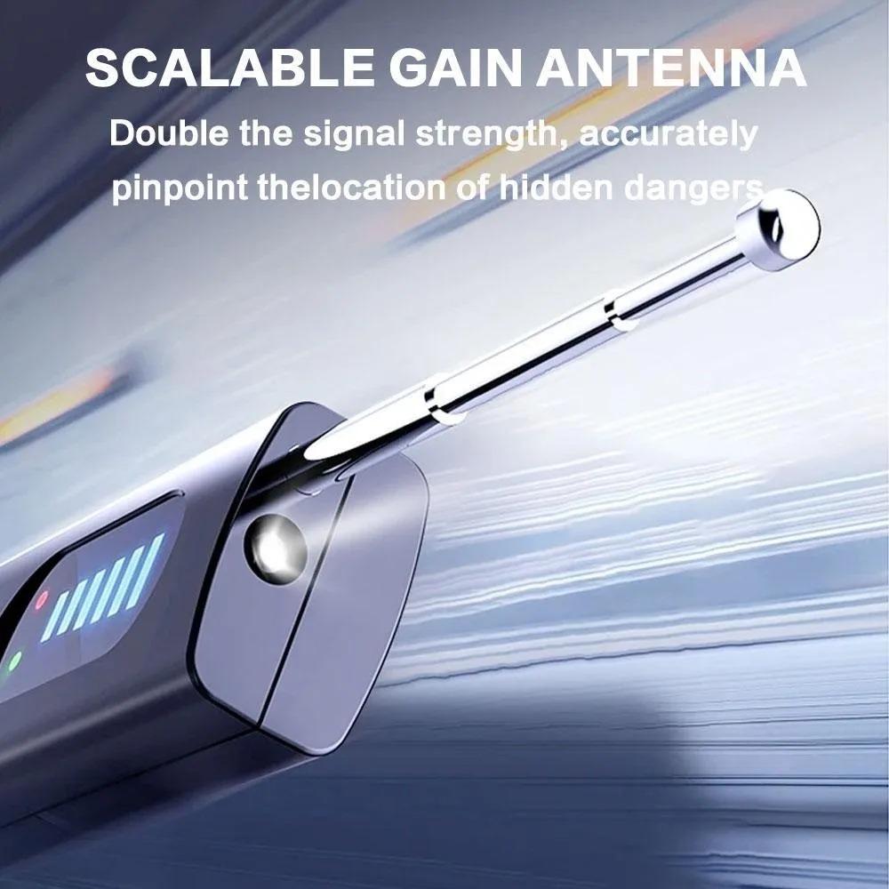 Portable Anti Spy Detector: Full-Band Wireless Signal Alarm, GPS Tracker Detector, RF Scanner, Hidden Camera Finder. Compact & Multi-Functional for Office, Car, Home Security. Professional-Grade Bug Sweeper.