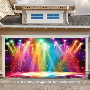 2D flat design, 2D flat banner, 1-piece colorful stage lighting and flashing spotlight backdrop banner, perfect for lively party decorations, concert backdrops, wedding receptions, indoor and outdoor events, birthday celebrations, dance floor areas, photo