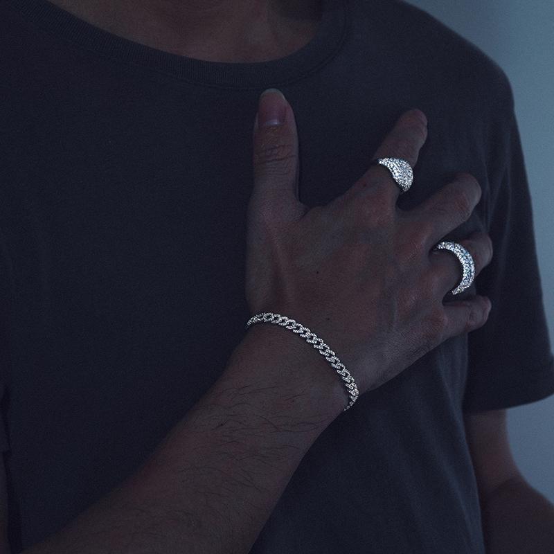 【#B62 6mm】UCCIYO D VVS Synthetic Moissanite S925 Sterling Silver Cuban Chain Bracelet Miami Cuban Chain Ice Out Men Singer Style Rap Hip Hop Jewelry