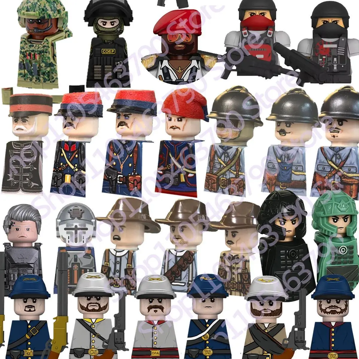 MOC Building Blocks Military US FR‌ Army Special Forces Soldier Figures Accessories For Weapons Police Brick Children's Toy gift