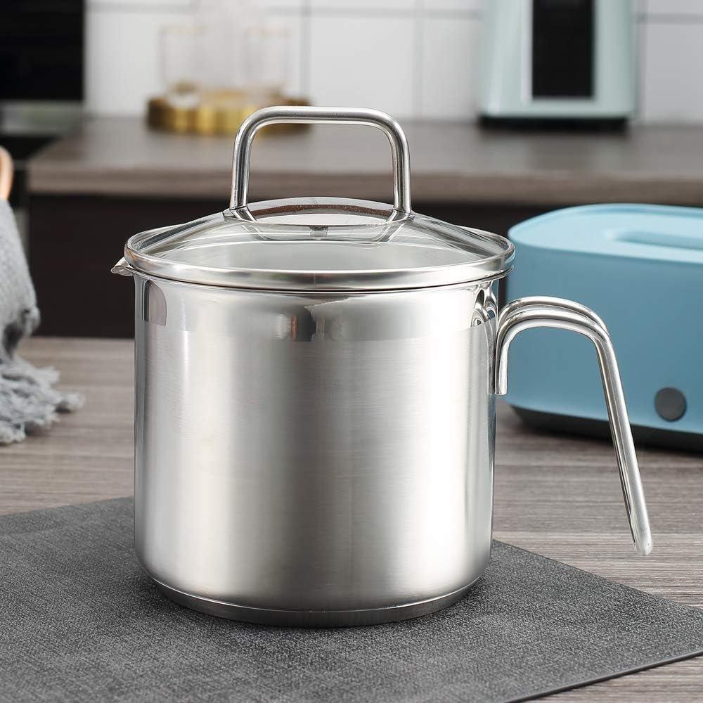 Small 2-Quart Stainless Steel Saucepan with Glass Lid - Compact Sauce Pan for Single Servings, Boiling Eggs, or Melting Butter - Induction Ready & Dishwasher Safe