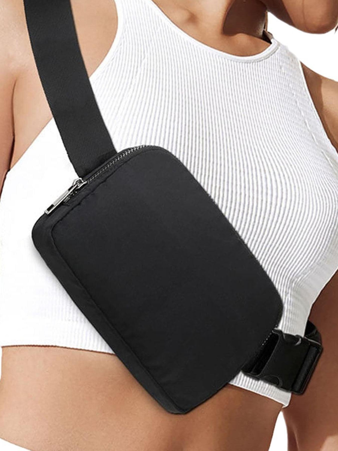 Fanny Zipper Belt Bag Waist Pack Crossbody Bags Bum Bag for Running Hiking Travel Workout Adjustable Strap for Women -black
