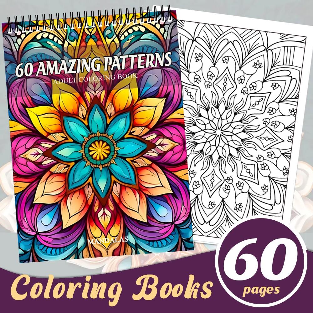 Mandala Coloring Book for Kids, 60 Patterns Stress Relief Creative Doodle Book, Parent-Child Educational Drawing Tool, 1 Volume