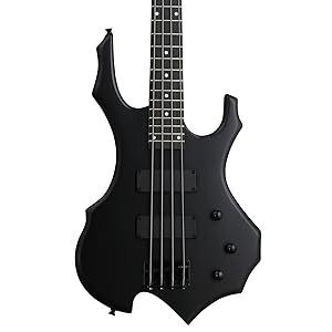 Ktaxon 44in Electric Bass Guitar Full Size Flame Design Bass Set with 20 Watt Amplifier, Portable Bass Bag, Superior Amp Wire, Adjustable Guitar Strap, Plectrum, Wrench Tool(Matte Black)