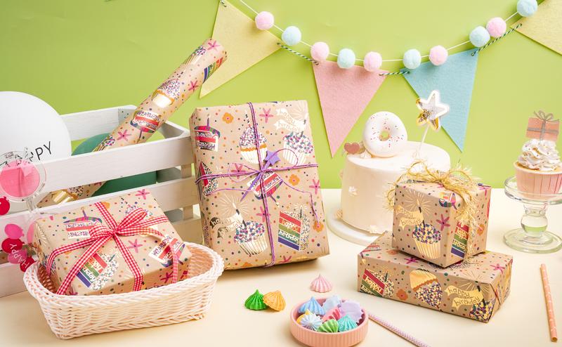 RUSPEPA Birthday Wrapping Paper for Girls, 17 in x 16.4 ft, Mini Roll, Gold Foil Birthday Cake and Dot Pattern Great, Kraft Wrapping Paper Roll for Girls, Boys, Birthday, Party and Holiday RUSPEPA Birthday Wrapping Paper for Girls, 17 in x 16.4 ft, Mini Roll, Gold Foil Birthday Cake and Dot Pattern Great, Kraft Wrapping Paper Roll for Girls, Boys, Birthday, Party and Holiday