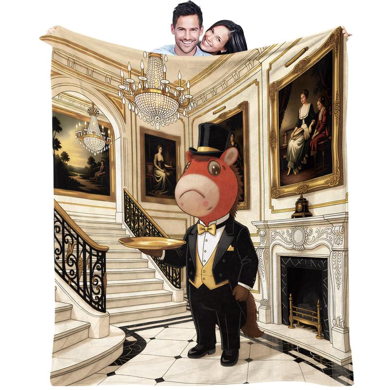 Royal Palace Cute Crying Horse Blanket, Heartwarming Gift for Horse & Fairy Tale Lovers, Ultra-soft & Fluffy, Perfect for Snuggling & Room Decoration