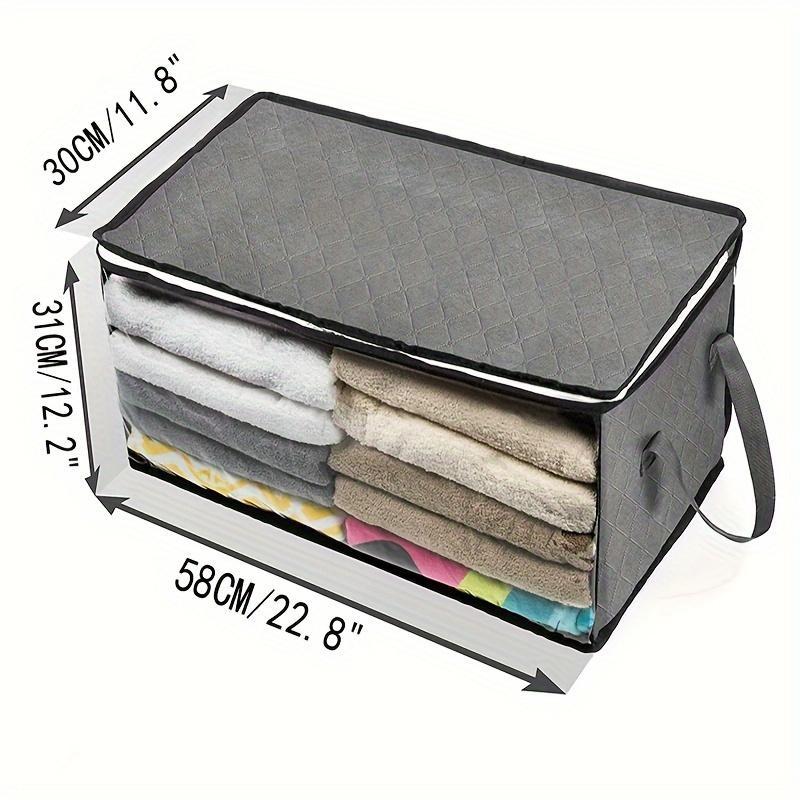 Large Capacity Foldable Storage Box, 1 Count Durable Fabric Storage Box with Clear Window & Handle, Multifunctional Storage Box for Clothes, Bedding, High Capacity Storage