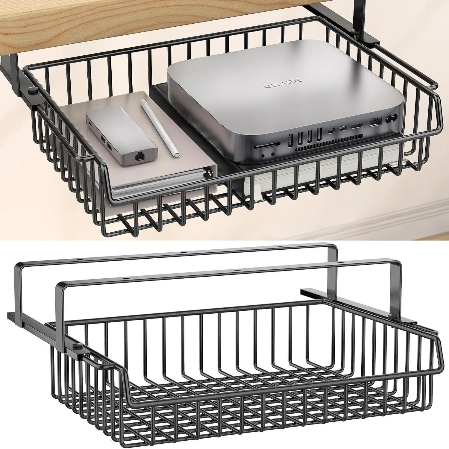 Under Desk Drawer Slide Out No Drill Metal Storage Cabinet | Under Table Drawer Organizer for Office, Home, WorkspaceGift