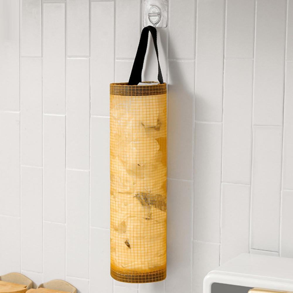 Space Saving Mesh Waste Bag Organizer, 1 Count/2 Counts Wall Mounted Garbage Bag, Household Shopping Bag Storage Container for Home Kitchen