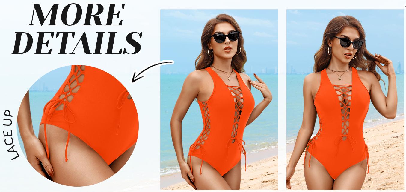 Holipick Women Sexy One Piece Swimsuit One Shoulder Bathing Suit Lace Up Swimwear Holipick Women Sexy One Piece Swimsuit One Shoulder Bathing Suit Lace Up Swimwear