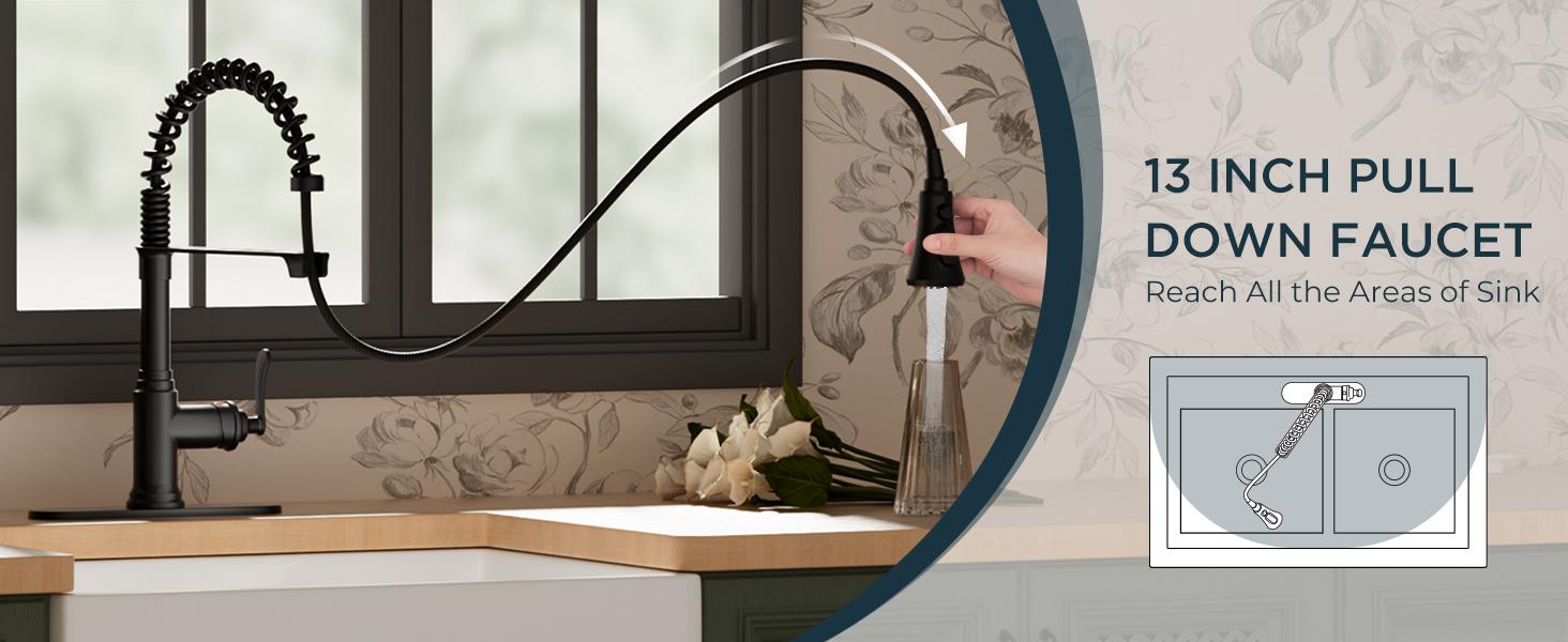 FORIOUS Antique Kitchen Faucet, Pull Down Sprayer, Oil Rubbed Brown, 3 Modes High Arc, Stainless Steel Deck Plate, Fit 1 or 3 Hole, Kitchen Bar Camper Home Fixtures Switch