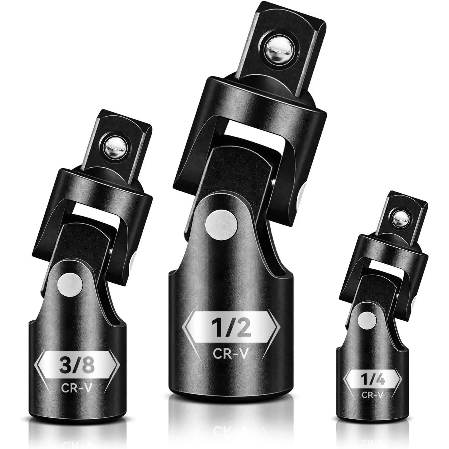 Joint Set 3 count, 1/2" 3/8" 1/4" Drive Socket Adapter Set,  CR-V Steel Swivel Socket Set, Access Fasteners at Any Angle