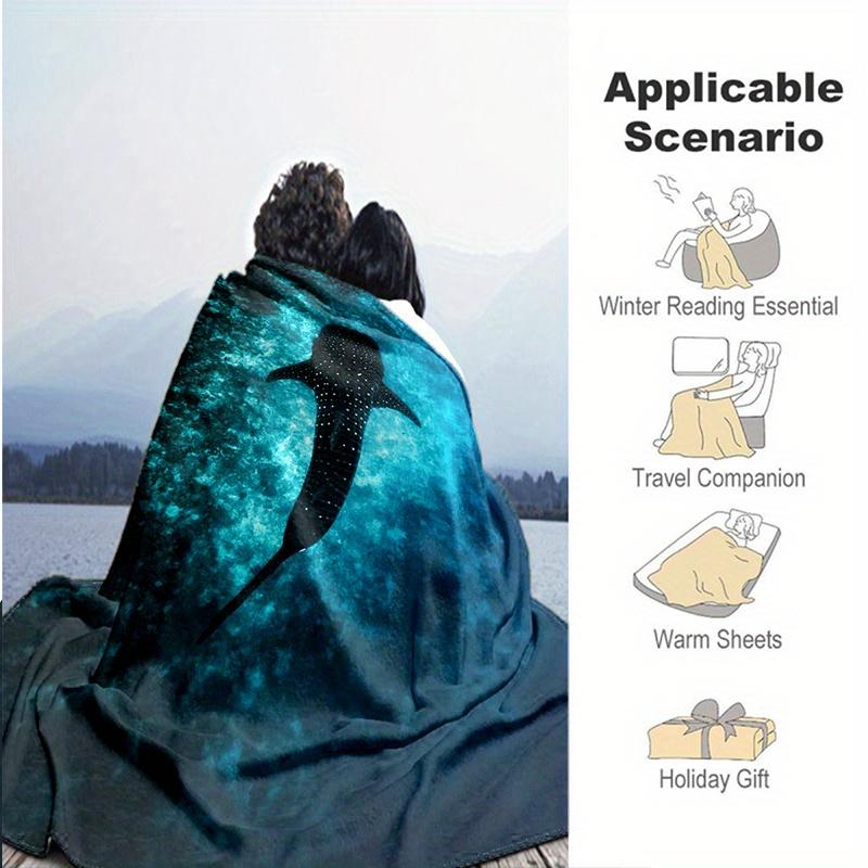 Soft Warm Shark Design Flannel Blanket for All Seasons Perfect Travel Throw for Couch Bed Car Camping Cozy Lightweight Snuggle Blanket for Adults Kids Unisex