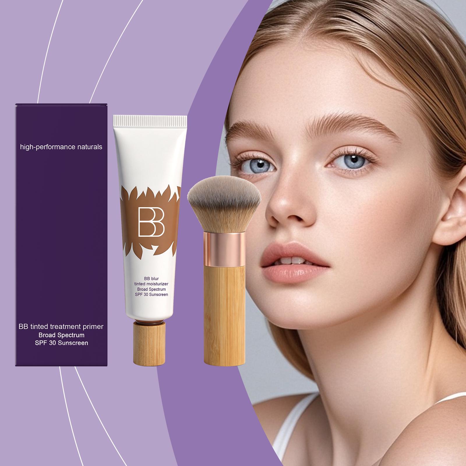 Bb Cream Set, Concealer Without Cast, Smooth Moisturizing Makeup Primer, Long-Lasting Coverage, Flawless Finish, No Cake Effect