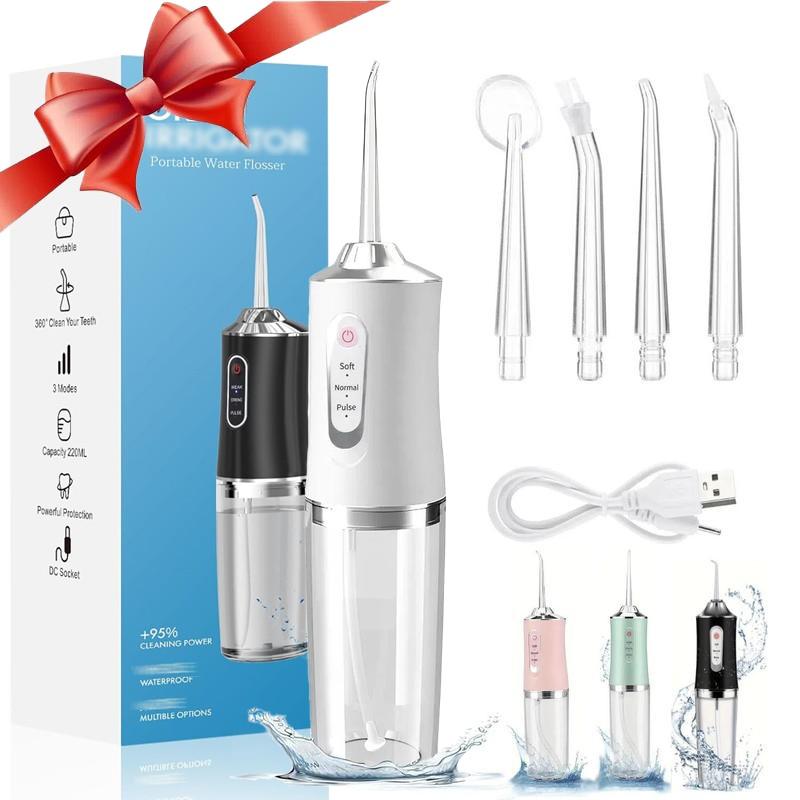 Electric Water Flosser, Portable Rechargeable Oral Irrigator with 4pcs Multifunctional Nozzle for Home & Travel, Personal Oral Care Appliance, Oral Hygiene Kit, Dental Water Flosser, Cordless Water Flossers