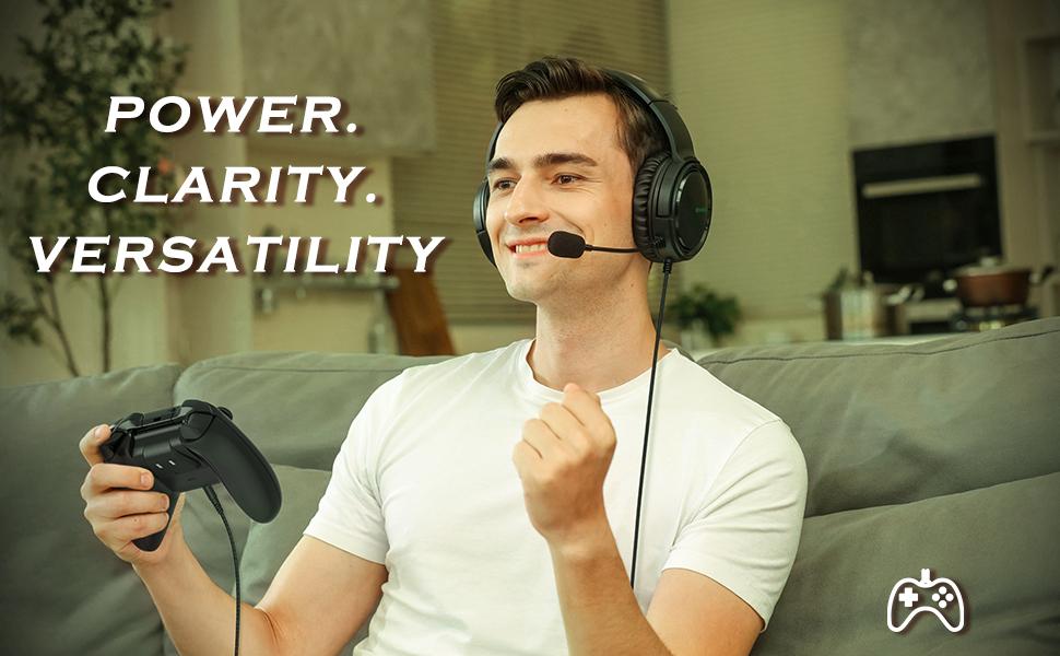[Perfect Spring Choice] BINNUNE BG02 Gaming Headset with Mic for Xbox Series X S Xbox 1 PS4 PS5 PC NS,Wired Headphones,50mm Stereo Sound,3.5mm Jack,Perfect Spring Gaming Gift for Him & Her