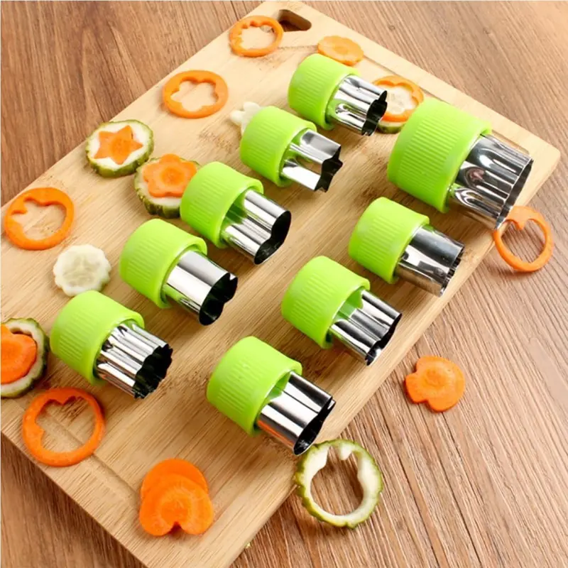 TikTok Bento Lunch Must Haves | 9PCS Kids Sandwich and Cookie Cutter Utensils Set, Stainless Steel Fruit Veggie Cutters for Picky Eaters, Fun School Lunch Box DIY Bakeware, Baking Supplies