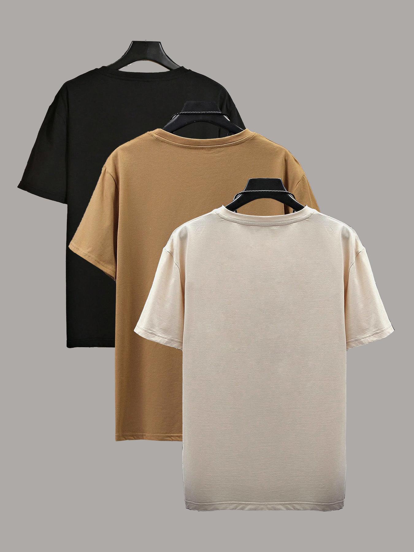Men's Plus Size Solid Drop Shoulder Short Sleeve Tee, Casual Basic Round Neck T-shirt for Daily Wear, Men's Plus Size Clothes for All Seasons