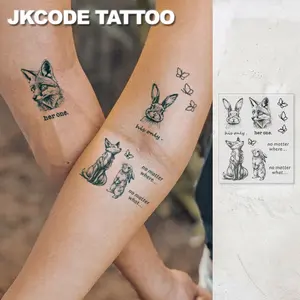 Waterproof Semi-Permanent Tattoo, Love Text Couple Tattoos, Fox Frog Tattoos, Realistic Plant Finger Magic Tattoos, Lasts 1-2 Weeks, Unisex Valentine's Day