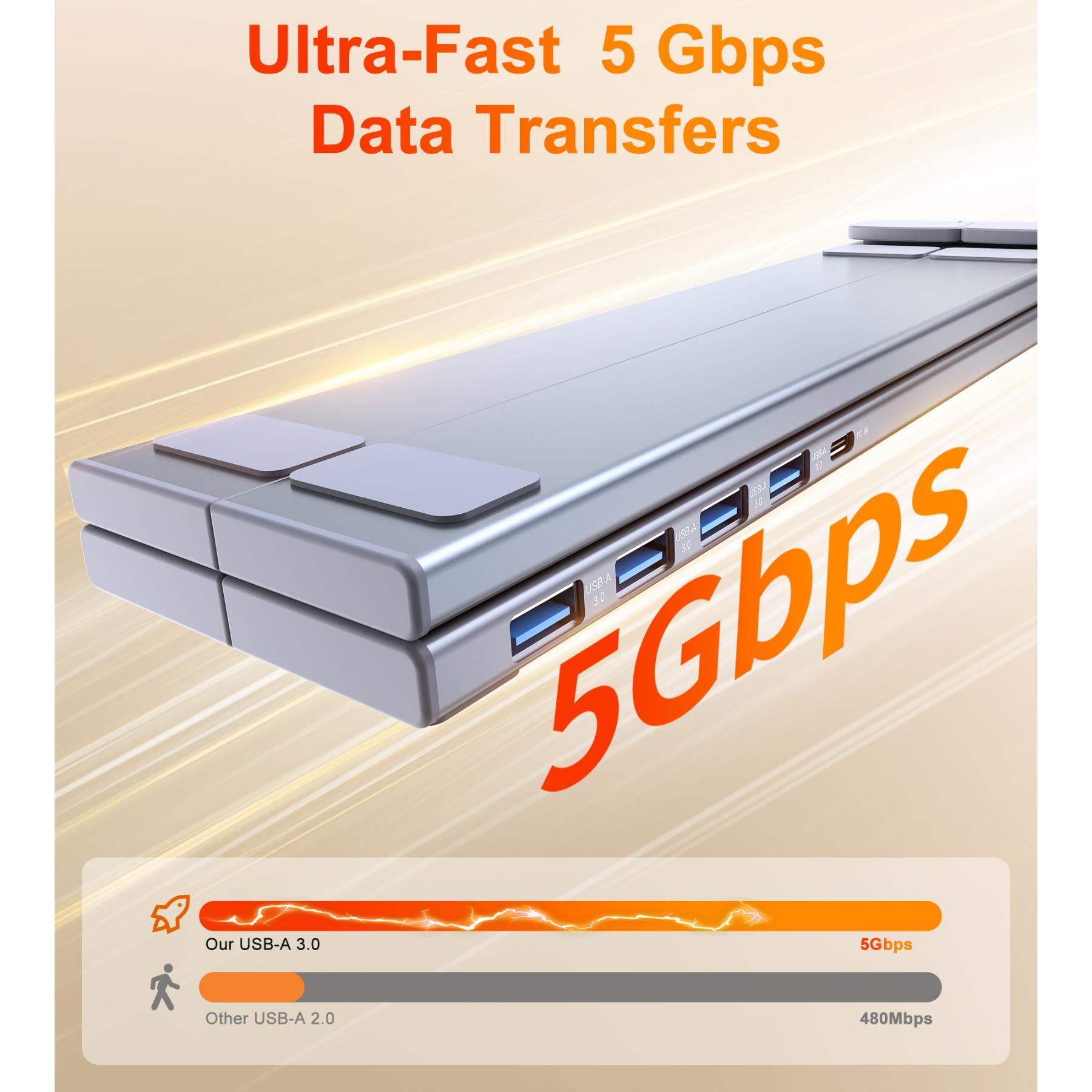 Five-In-One Laptop Docking Station Stand, Tablet Holder, Multi-Function Computer Accessory, Durable & Space-Saving Design