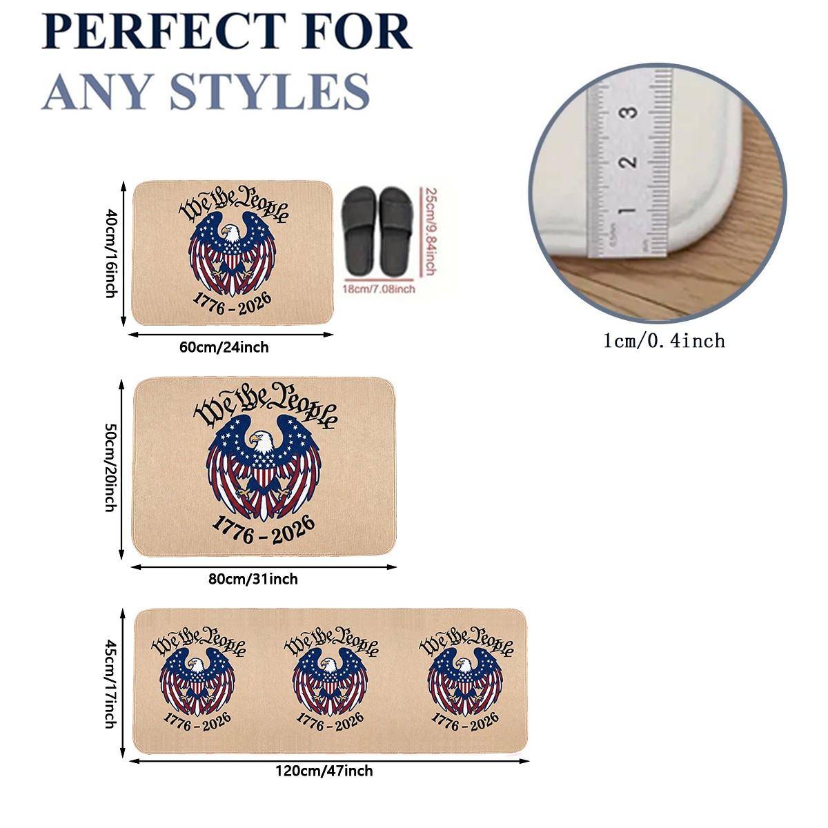 JIT 1/2/3 pcs of flannel simple Memorial Day and Independence Day (July 4th) bald eagle carpet for multi-scenario use as a decorative carpet. Kitchen carpet set, flannel washable bedside soft carpet, suitable for use in kitchens, bedrooms, etc.