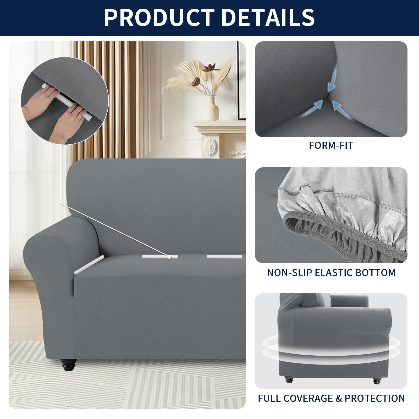 PureFit Dual Waterproof Couch Cover Slipcovers for Couch, Stretch Non Slip Fleece Sofa Covers Washable, Leakproof Furniture Protector for Kids, Pets, Dog