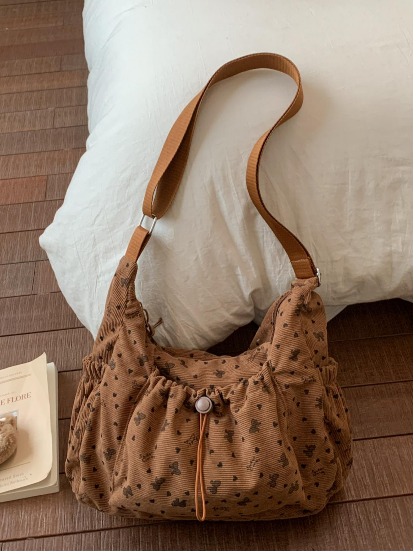 Japanese-style minimalist plaid canvas bag, large capacity, 2025 new autumn/winter casual shoulder/crossbody bag, high-end commuter dumpling bag, zip closure, suitable for campus, workplace, commuting, casual shopping, and everyday accessories.