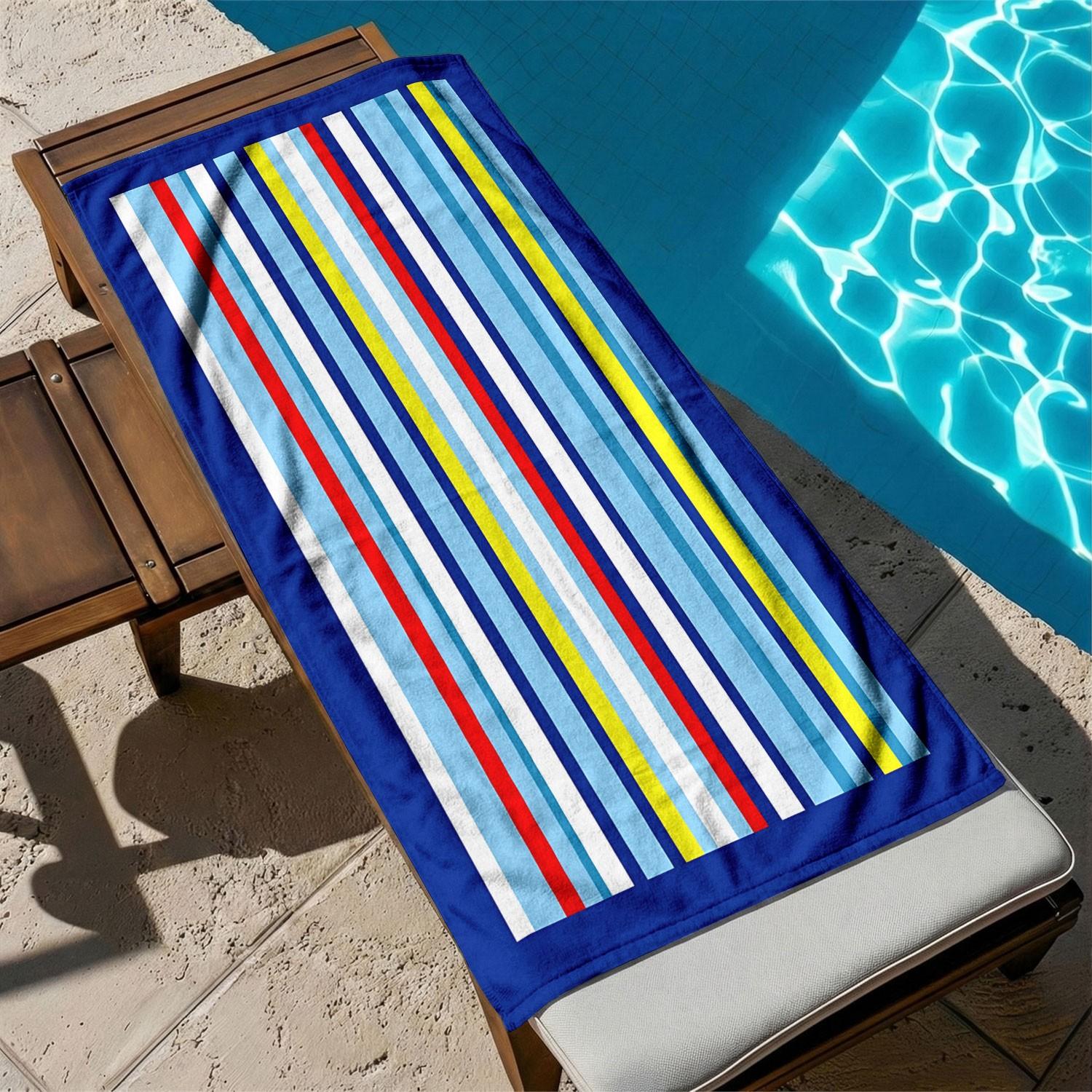 Stripe Beach Towel, Extra Large Quick-Dry Bath Towel, Polyester Fiber, Ideal for Swimming, Camping, Travel