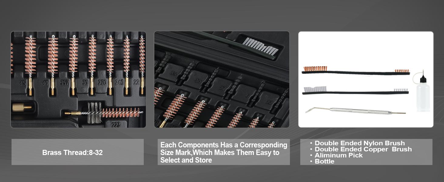 KDO Gun Cleaning Kit Universal Supplies for Rifle Pistol Shotgun with Portable Carrying Case for 12Ga 20Ga .22 5.56mm .223 Chamber .243/6MM .270/284 .30/308 357/38 9MM .40 .45