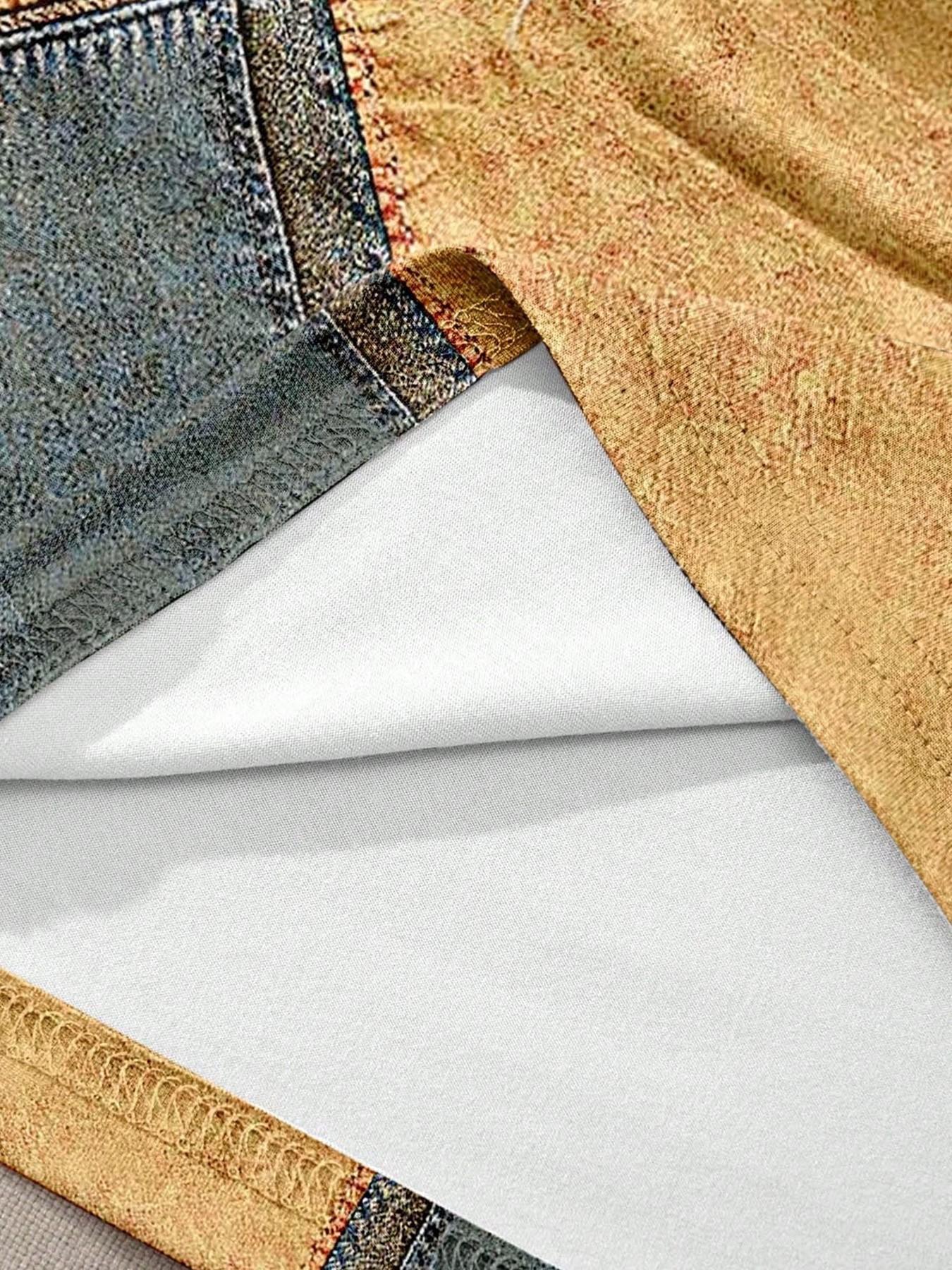 Vintage Patchwork T-Shirt, Bright Colors, Comfortable Wear, Jesus Cross Faith Pattern, Round Neck, Casual Daily Wear