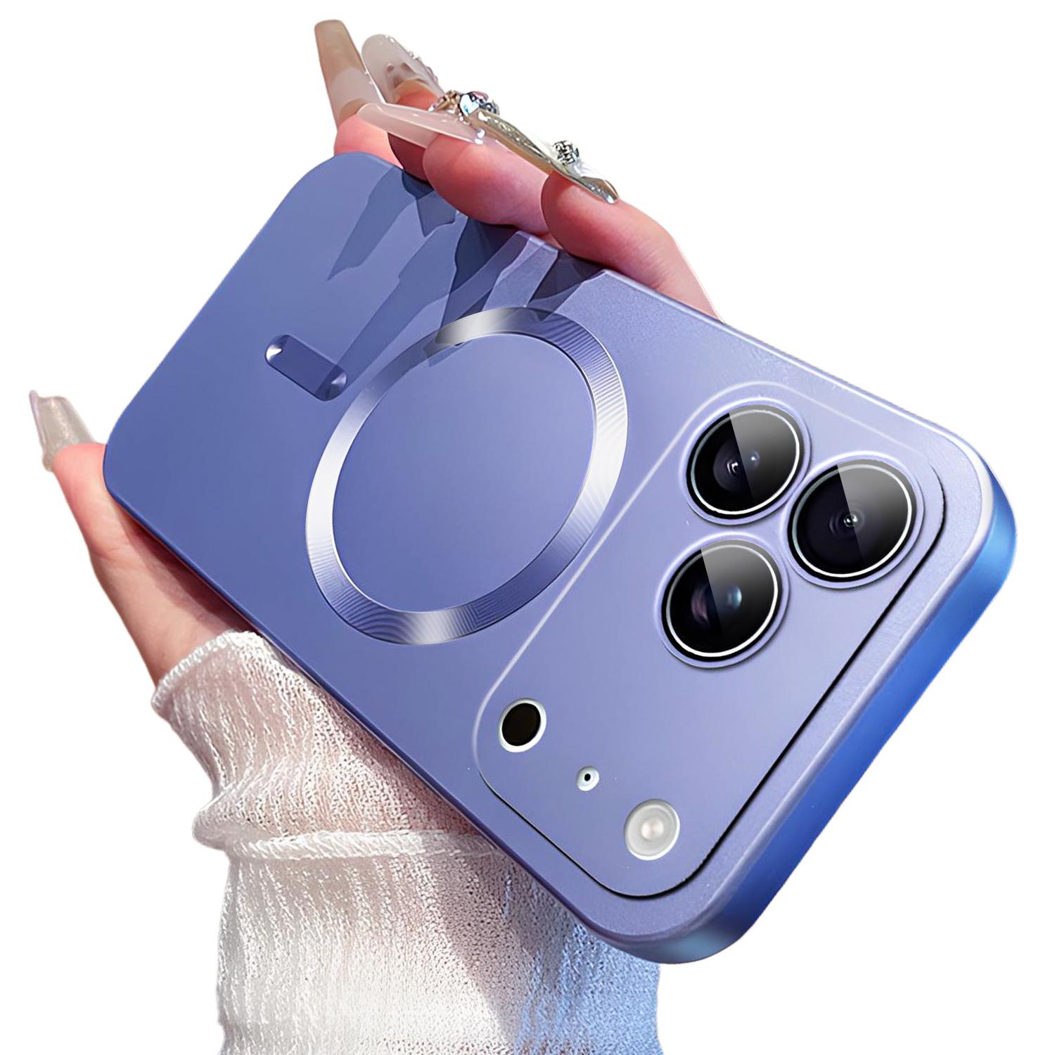 Magnetic for iPhone 17 Pro Max 16 15 14 13 Case Compatible with MagSafe Built-in Camera Lens Protector Slim Soft Silicone Bumper Shockproof Metallic Luster Phone Case