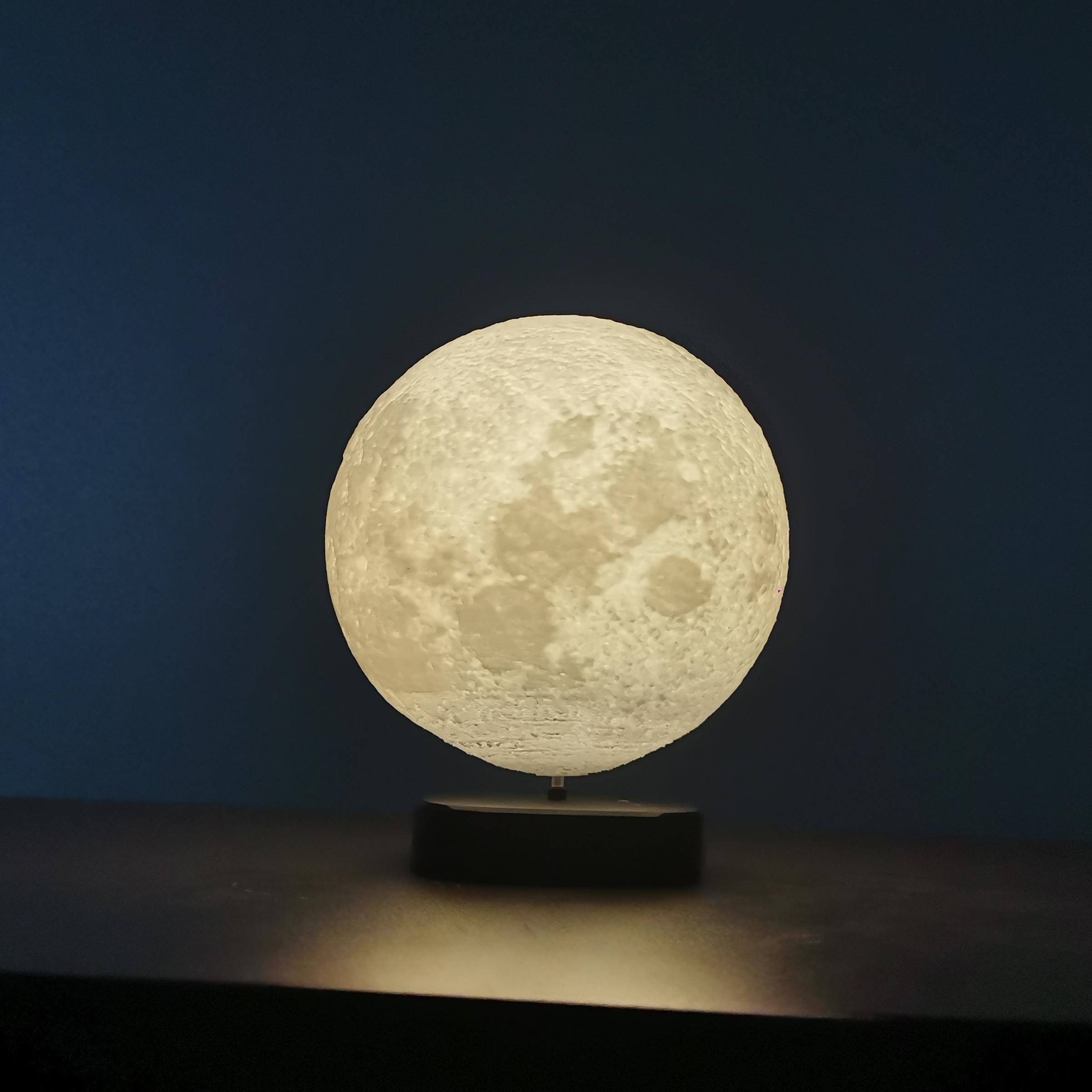 Floating Moon Lamp Night Light Touch Switch Light Sensor Slow Rotation Wireless Power 3D Printed Ball Three Color Lights Decorative Light Desk Decor Gift