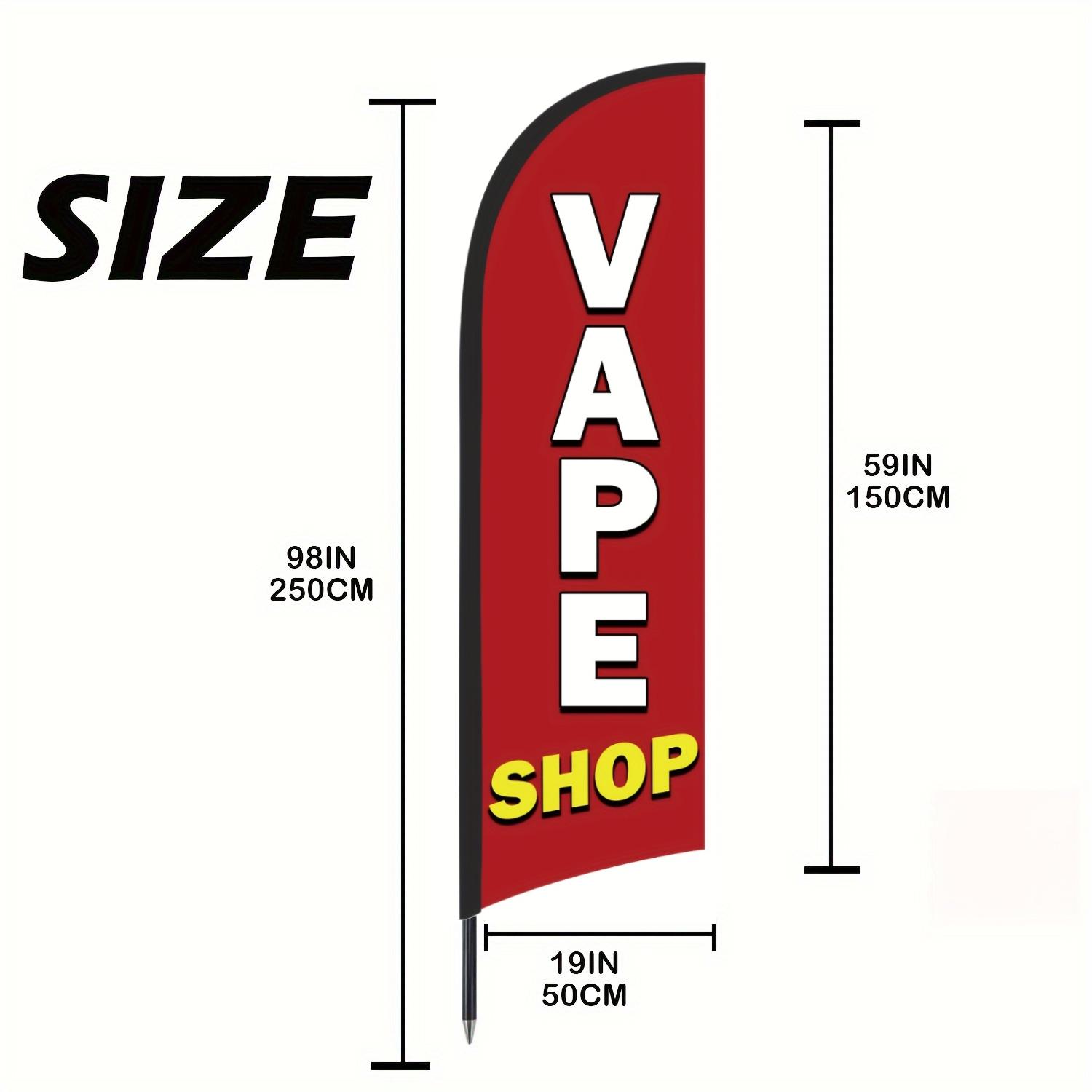 Vape Shop Flag, Beach Flag for Vape Shops, Polyester Advertising Flag, Includes Flag Pole and Ground Stake, Vape Banner Decoration