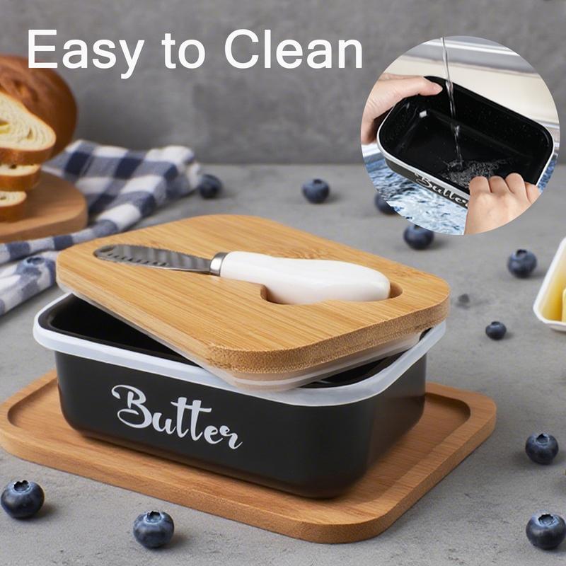 Large Iron Butter Dish with Lid & Built-in Knife Slot - Airtight Silicone Seal, Easy-Clean Butter Keeper - Elegant Countertop Organizer for Kitchen, Dining Table - Perfect Christmas, Halloween, Easter Gift for Butter Lovers (Dishwasher Safe)