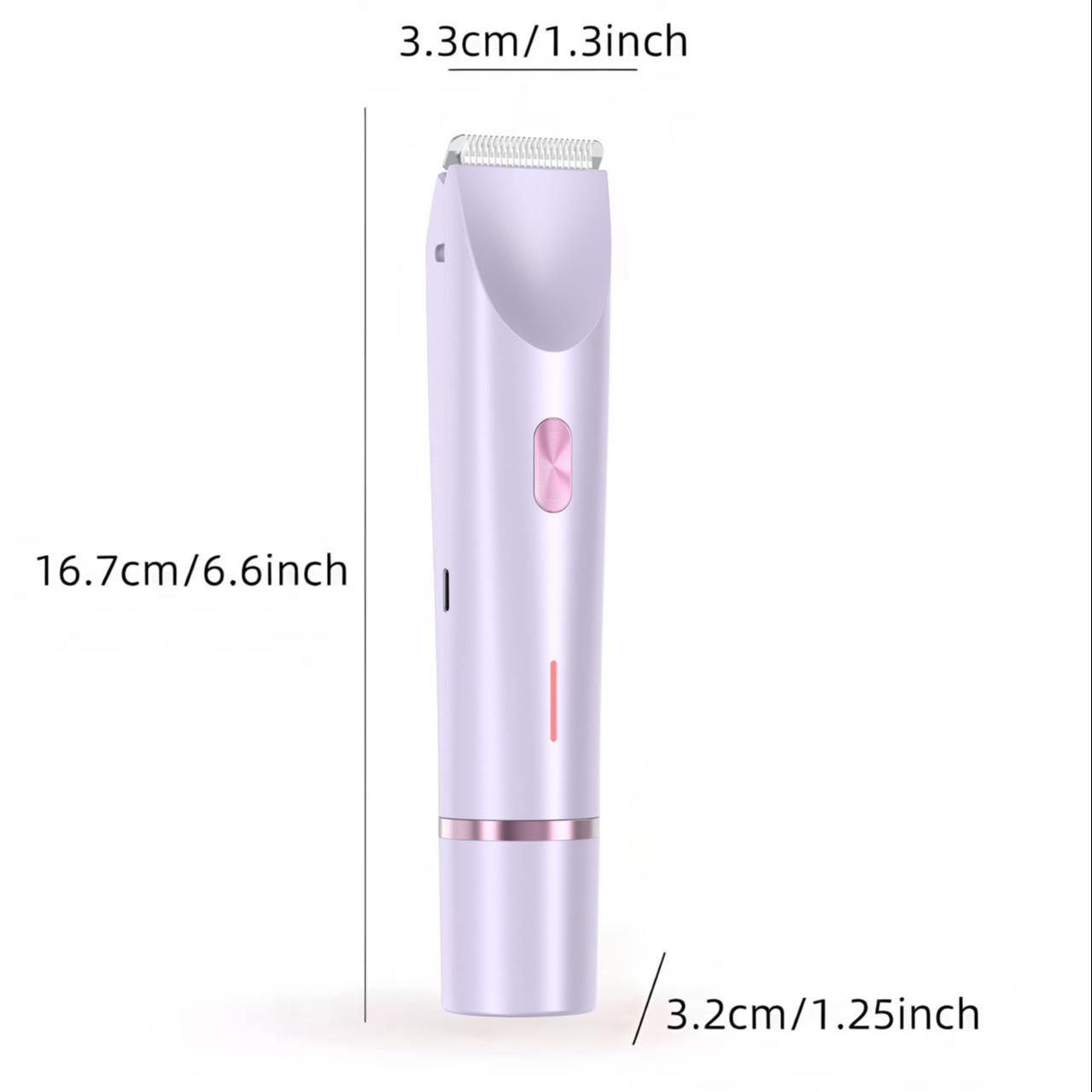 Women's Bikini Trimmer, Underarm Trimmer, Electric Shaver & Razor, Rechargeable 2-In-1 Body and Face Hair Removal, Dual Head Design, Ipx7 Waterproof