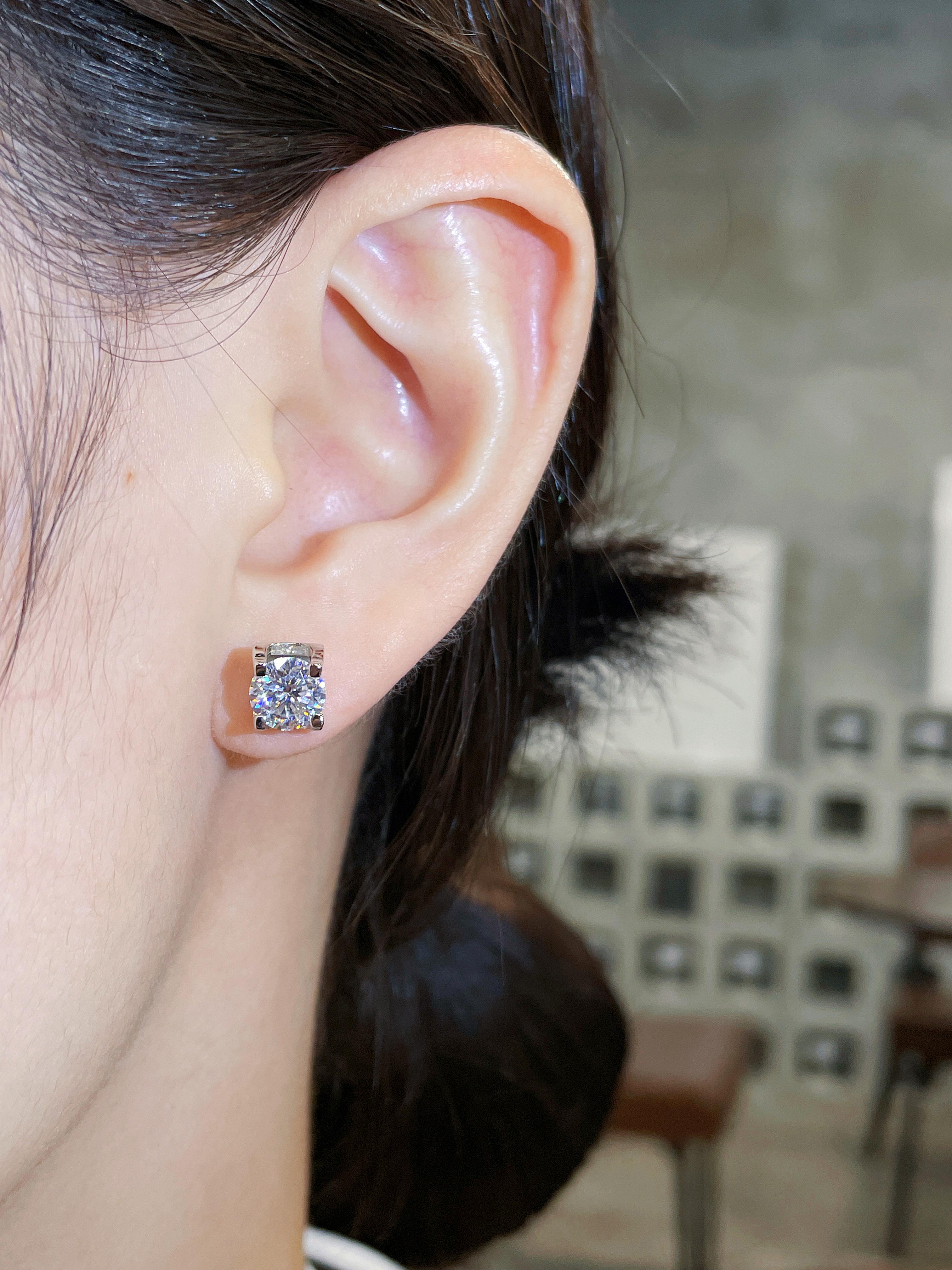 【#26 Classic】4-Prong Solitaire Brilliant Floating Synthetic Moissanite Earrings in 925 Sterling Silver