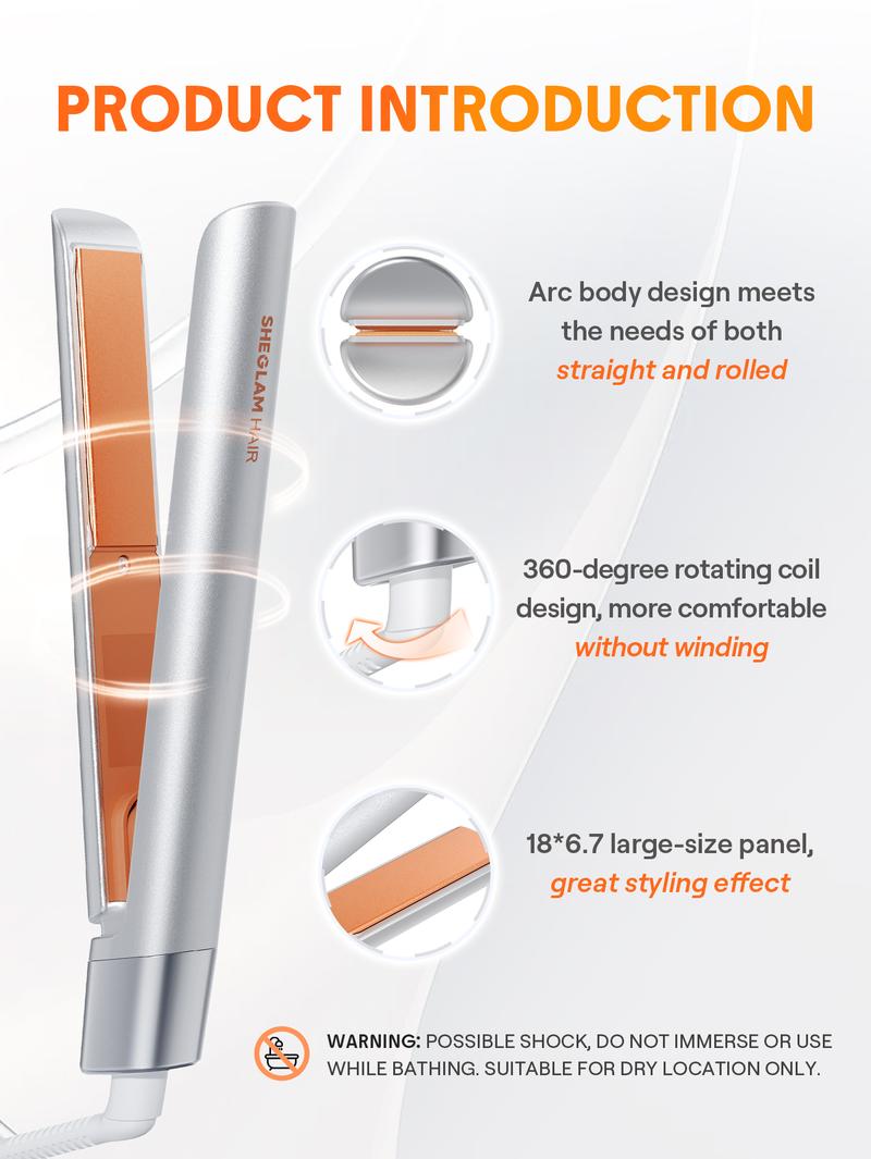 【BOGO SALE】SHEGLAM Mini Flat Iron Hair Straightener and Curling Iron 2 in 1, Anti-Tangle, 360° Swivel Cord, 60s Fast Heating & 2 Temp Levels for Travel