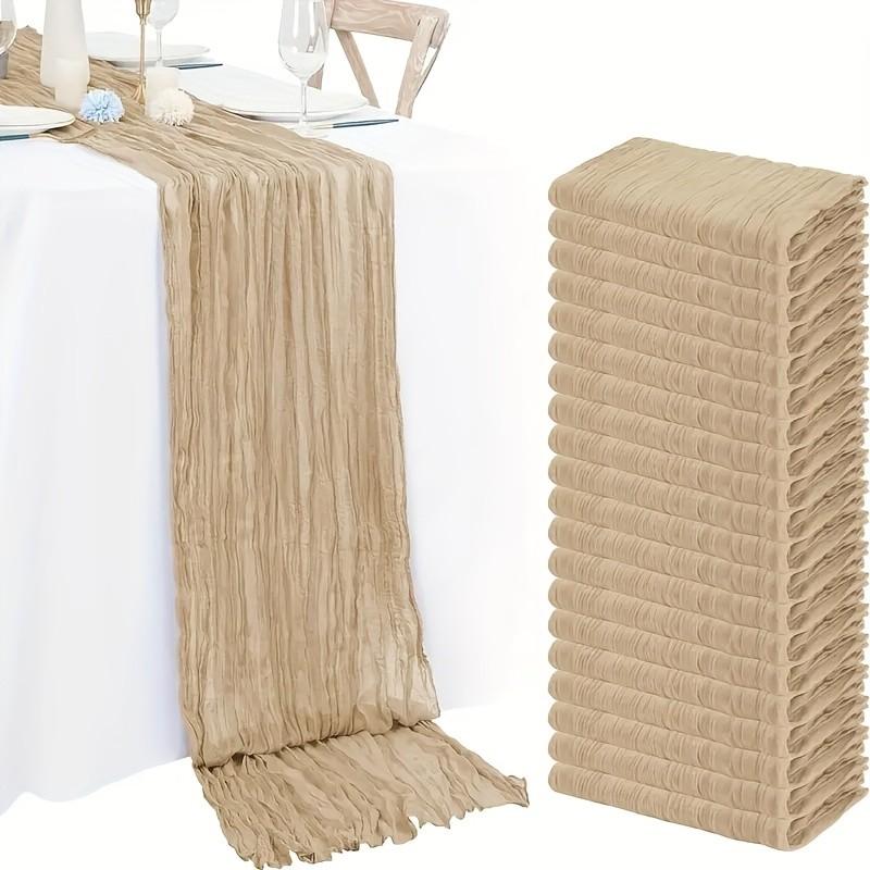 Boho Style Table Runner, Sage / Polyester Mesh, Christmas Decor, Wedding Party Centerpiece, Rural Lace, 90x180cm, 4/10 Pieces