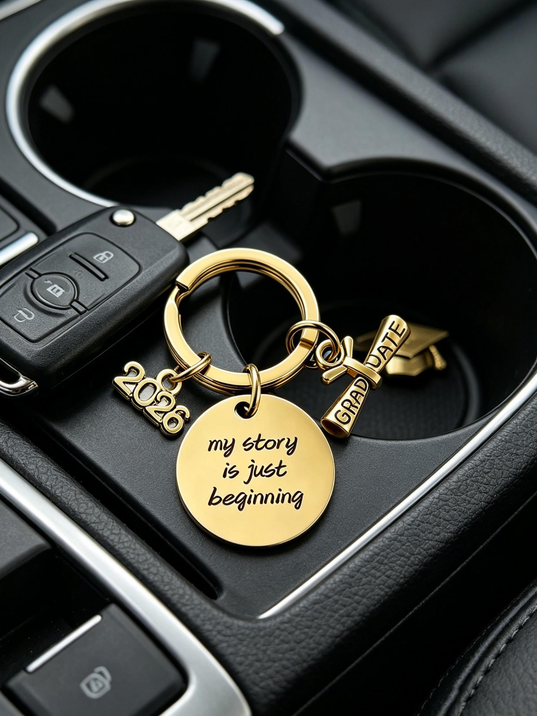 Graduation Gift Stainless Steel Keychain, Customizable Metal Keychain, Backpack Charm, Car Key Holder, Memorial Souvenir, Youth Memory Pendant