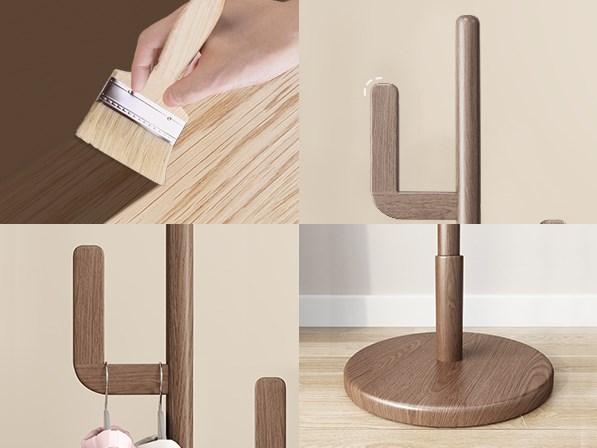 【Summer】Solid Wood Cactus Coat Rack Freestanding, Adjustable Height Wooden Coat Rack Stand with 6 Hooks, Unique Design Coat Tree for Entryway, Bedroom,Coats,Bags