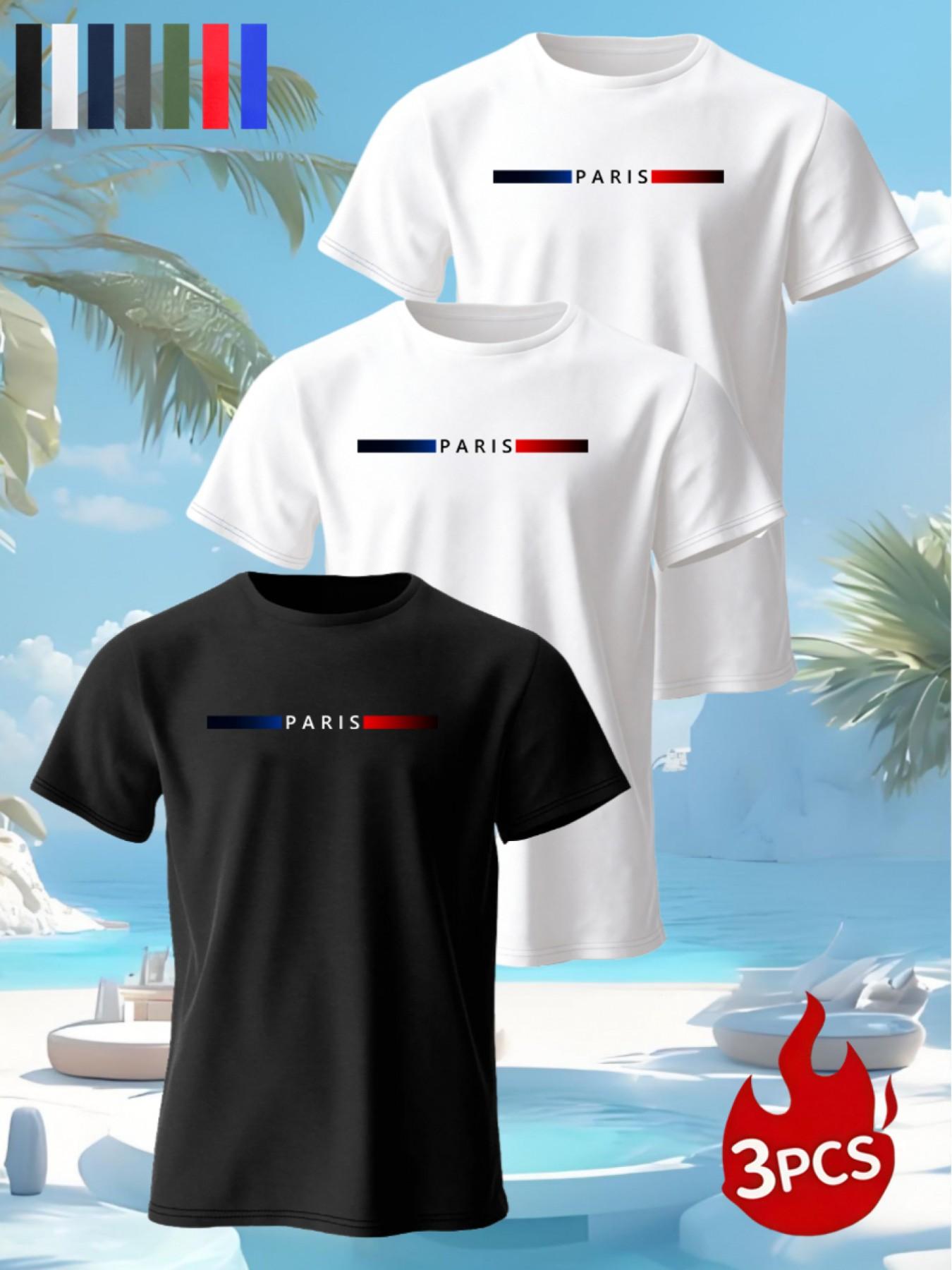 Men's Summer Short Sleeve T-Shirt, Casual Fitted Long Top, Print Pattern, Modern Style, Ideal for Daily Wear, Multiple Colors Available