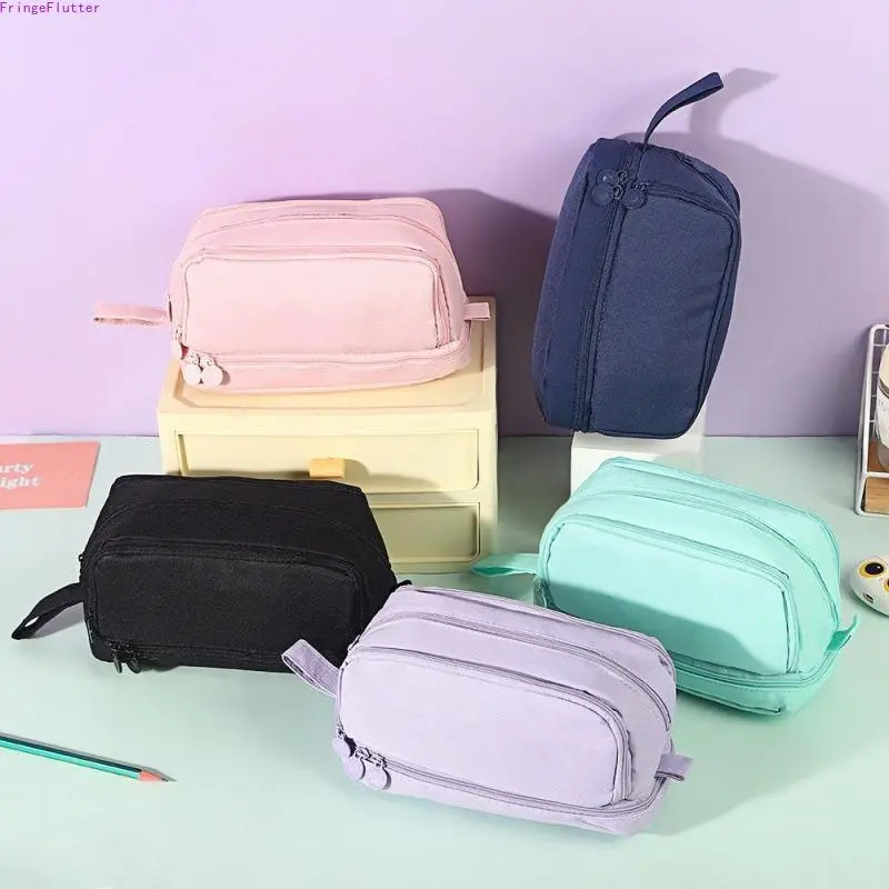 Unisex Macaron Shape Pencil Case - 1Pc Trendy Double-Window, Multi-Functional Large Capacity Aesthetic Stationery Organizer for Students, Ideal for Desk Supplies, Classroom Supplies, School & Office Use