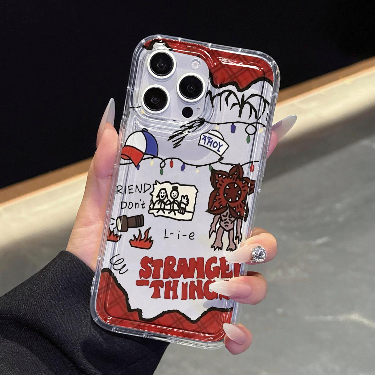 Transparent Shockproof Phone Case for Apple & Samsung, Stranger Things Pattern, Fits Air 17 Pro Max Plus 15 14 13 12 11 X XR