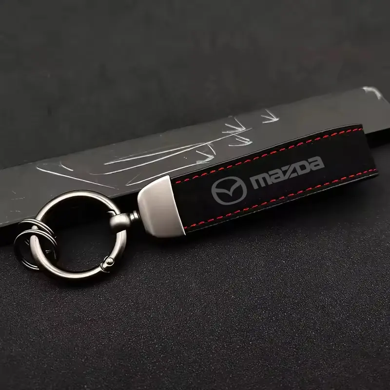 Mazda Car Keychain, Leather & Metal Material, Compatible with Mazda 2/3/5/6/cx-5/cx-9/cx-7/cx-4/cx-3/cx-30/mx-5/mx-3/bk Models, Car Key Accessory, Car Accessories