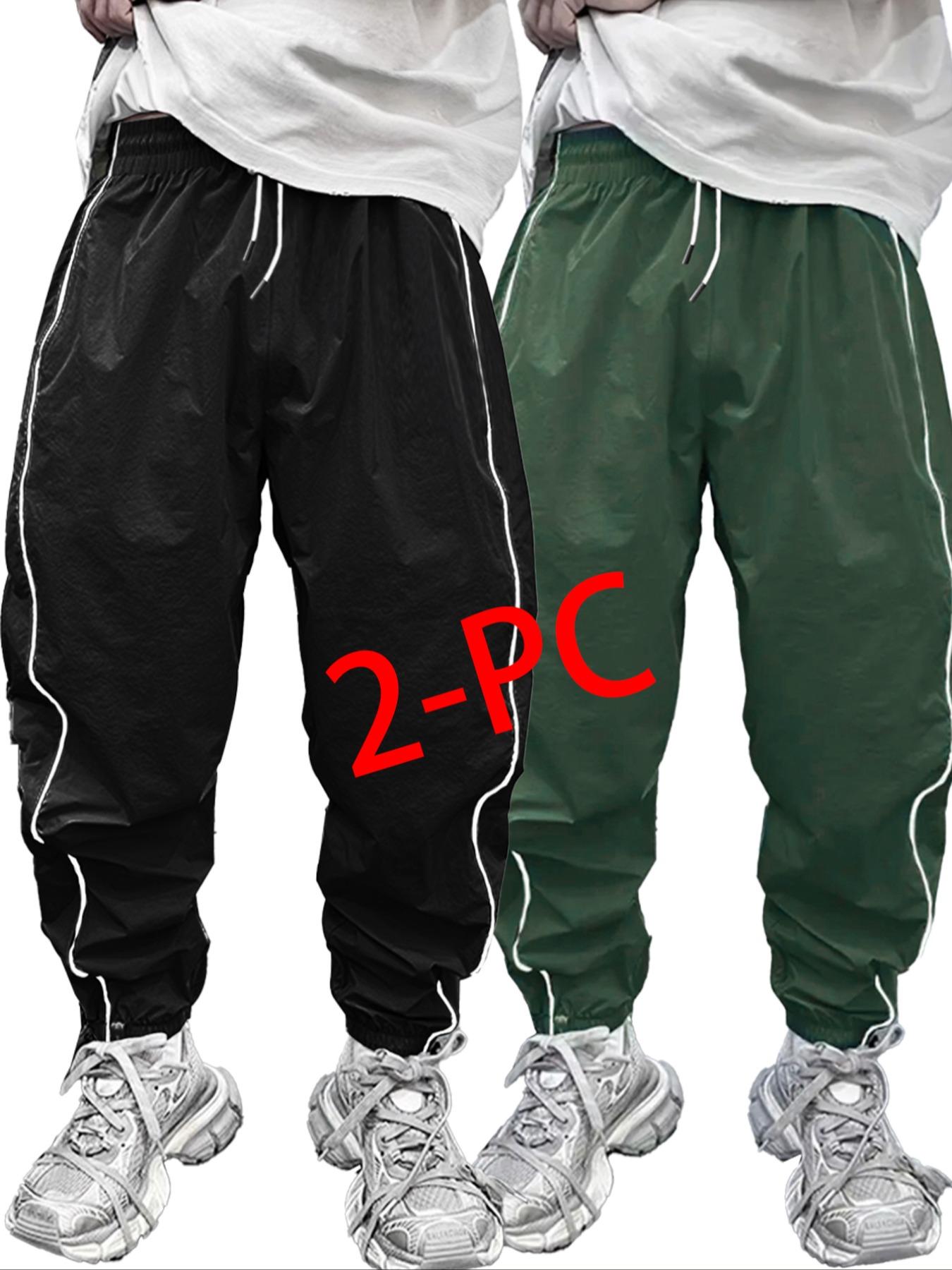 Men's Elastic Waistband Pants, Side Stripe Design, Casual Daily Wear, Comfortable & Versatile, Perfect for Everyday