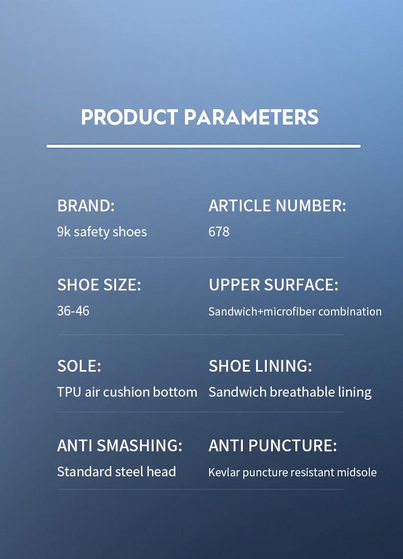 Men's Safety Sneakers with Swivel Buckle - Steel Toe, Breathable Mesh Upper, Non-Slip Rubber Sole Work Boots, Safety Shoes for Outdoor Activities, Blue Collar Workers, Nurses | Sports Safety Shoes | Durable Rubber Sole Product Model：678