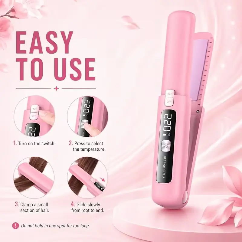 Wireless Hair Straightener and Curler Combo, Mini Lightweight USB Rechargeable, 4500mah Battery, Portable Travel Hair Styler