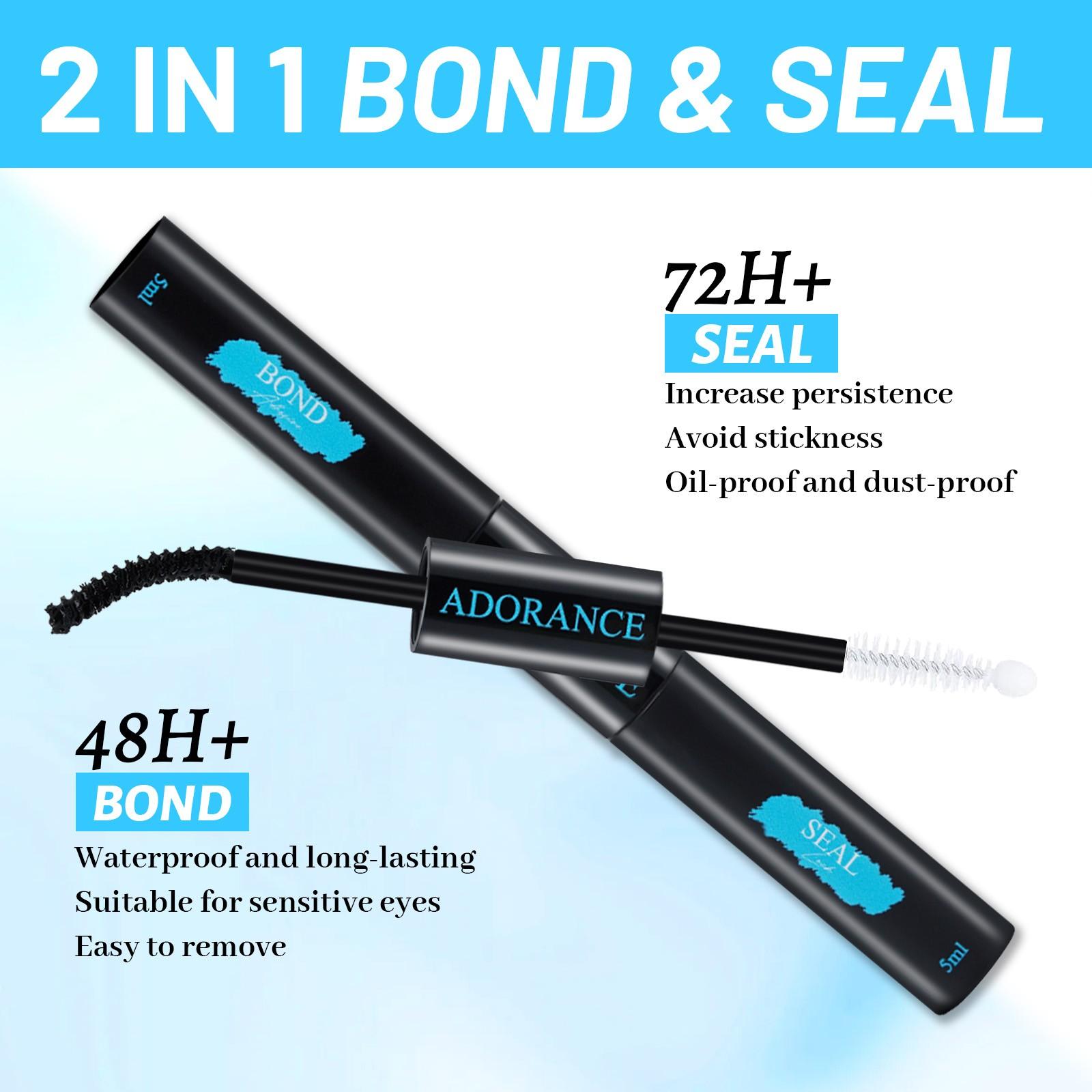 ADORANCE Waterproof Eyelash Glue (3-Count Pack), 2-in-1 Long-Lasting Lash Bond and Seal Glue, Sweat-Proof Eyelash Extension Glue for Cluster Lashes, Waterproof Eyelash Clusters