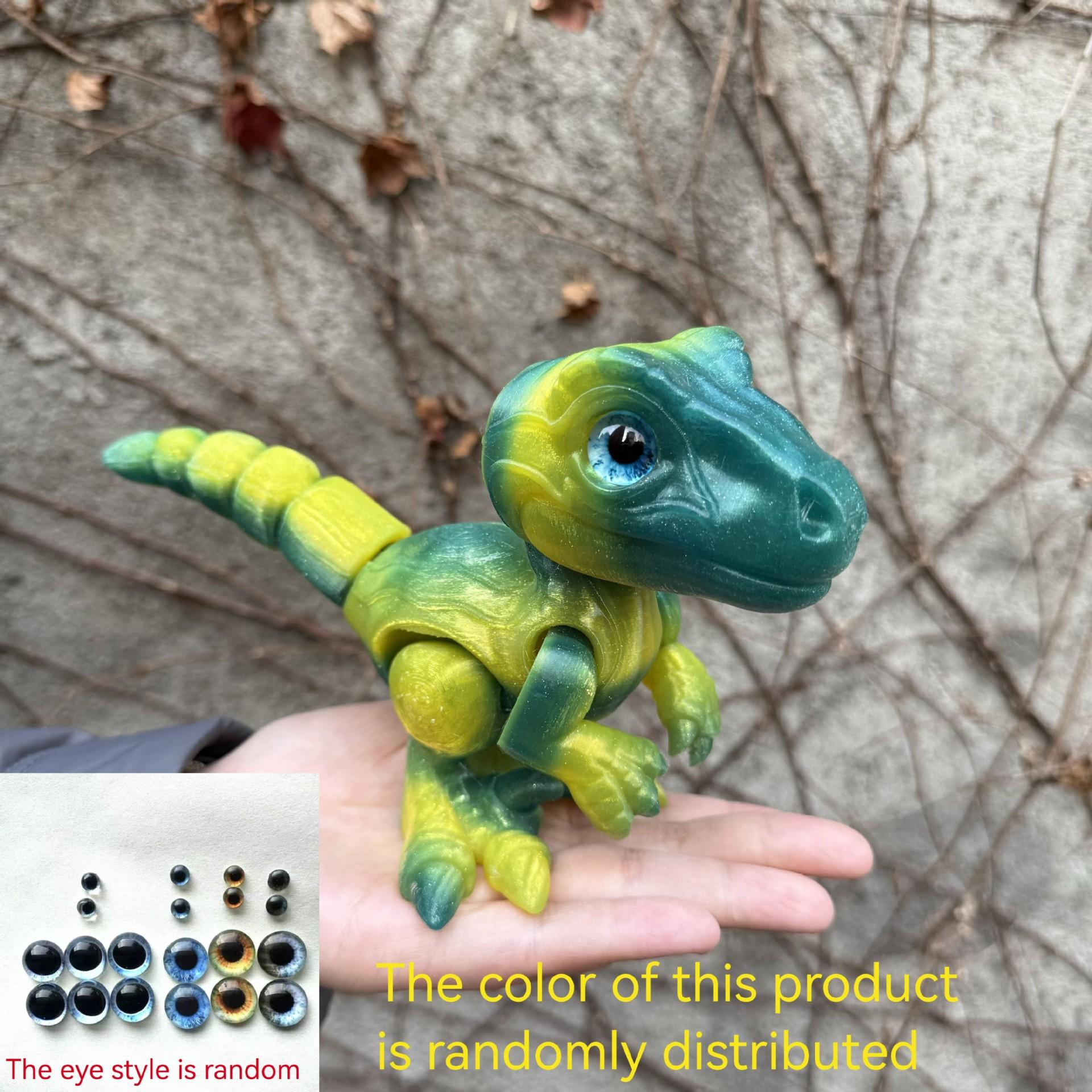 3D Printed Small Colorful Dragon Jointed Figure with Realistic Eyes, Artisanal Ornament, Collectible Doll, Decorative Craft